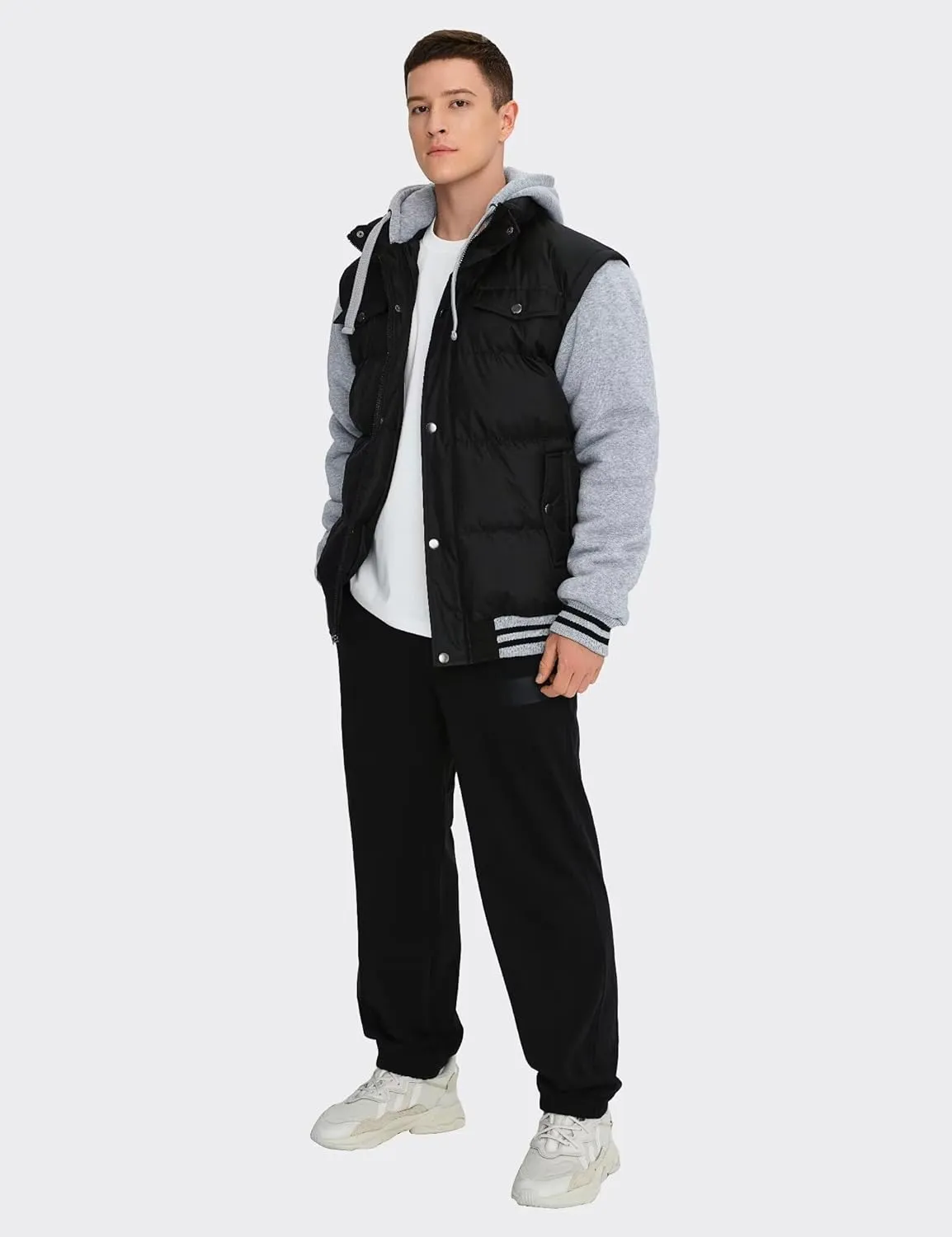 BEST SOUTH Men's Hooded Winter Coats Water Resistant Warm Thicken Insulated Full Zip Windproof Jackets with Pockets