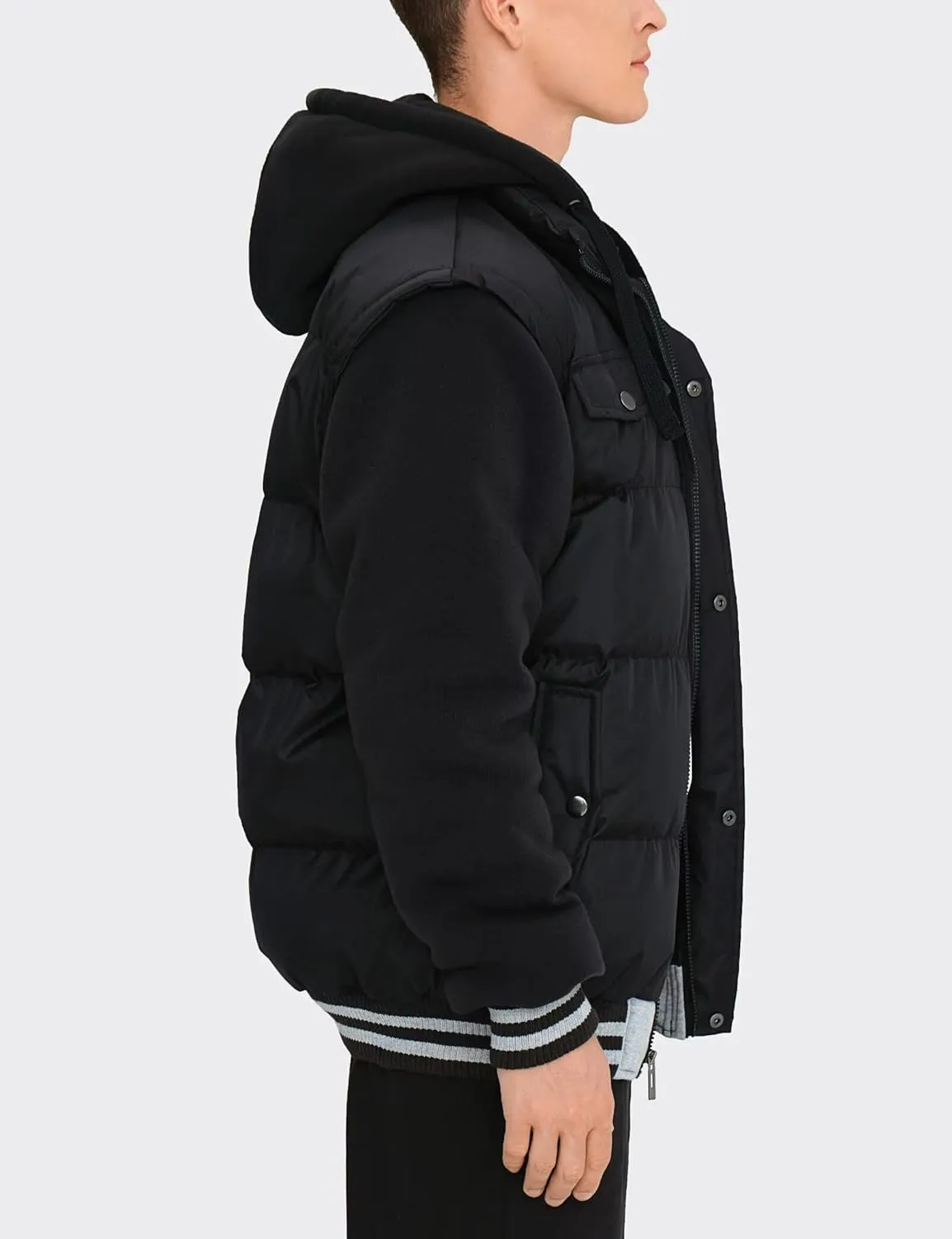 BEST SOUTH Men's Hooded Winter Coats Water Resistant Warm Thicken Insulated Full Zip Windproof Jackets with Pockets