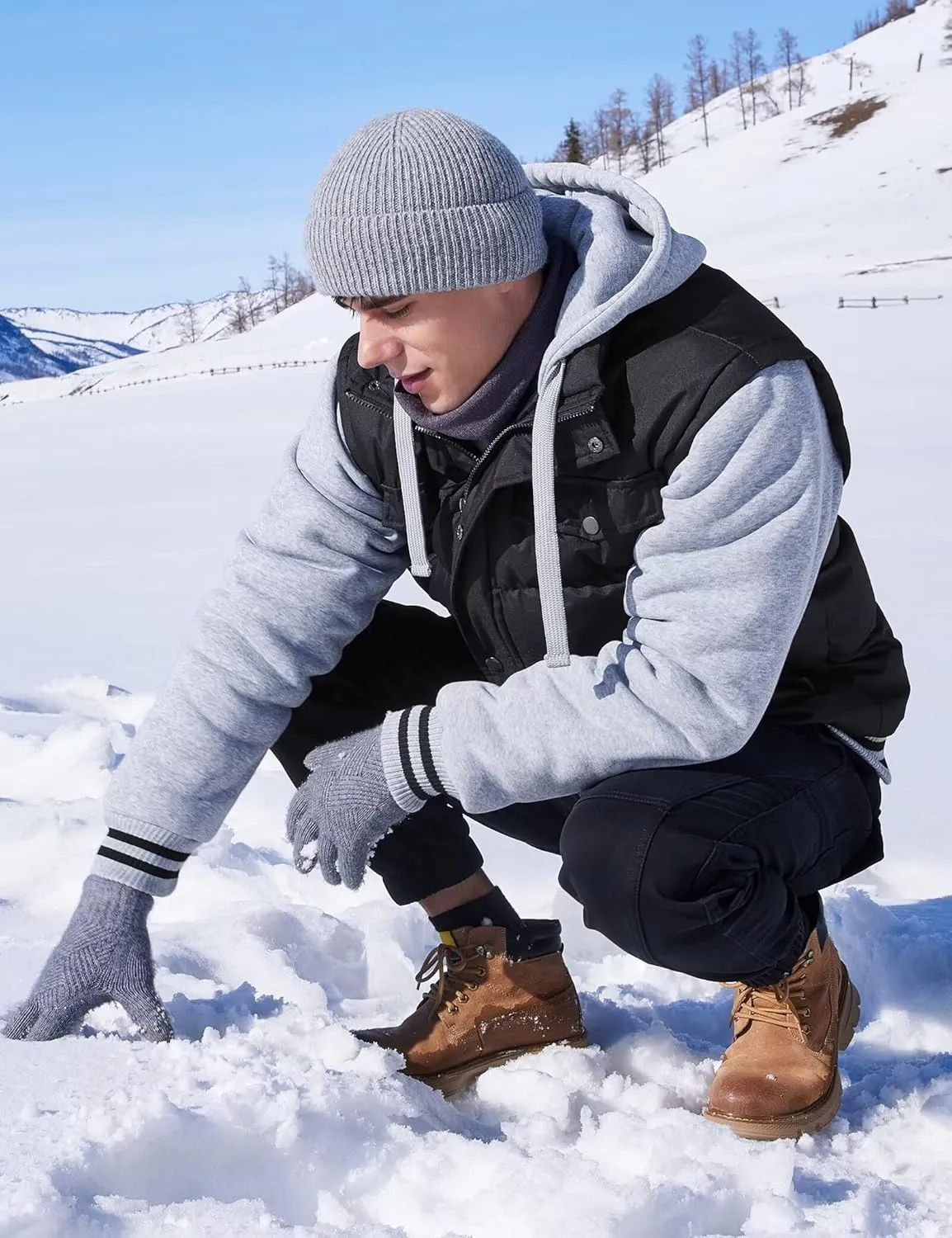 BEST SOUTH Men's Hooded Winter Coats Water Resistant Warm Thicken Insulated Full Zip Windproof Jackets with Pockets