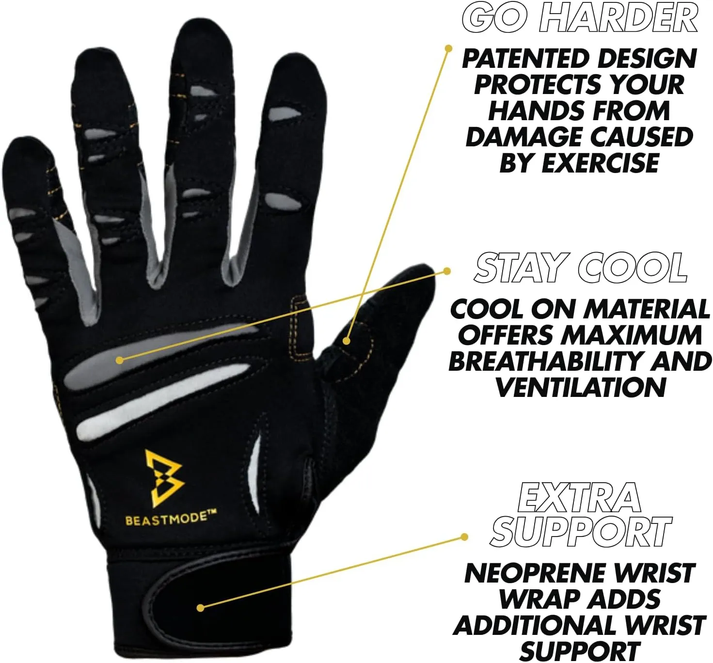 Bionic Men's Beastmode Full Finger Gym Workout Gloves