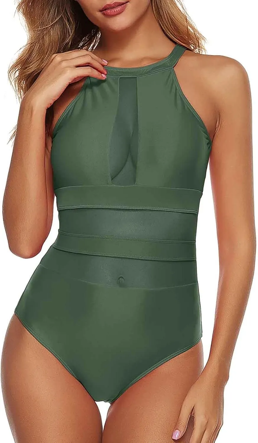BOXIACEY High Cut One Piece Swimsuit Women Halter Neck Backless Swimsuits Tummy Control Bathing Suit Sexy Swimwear