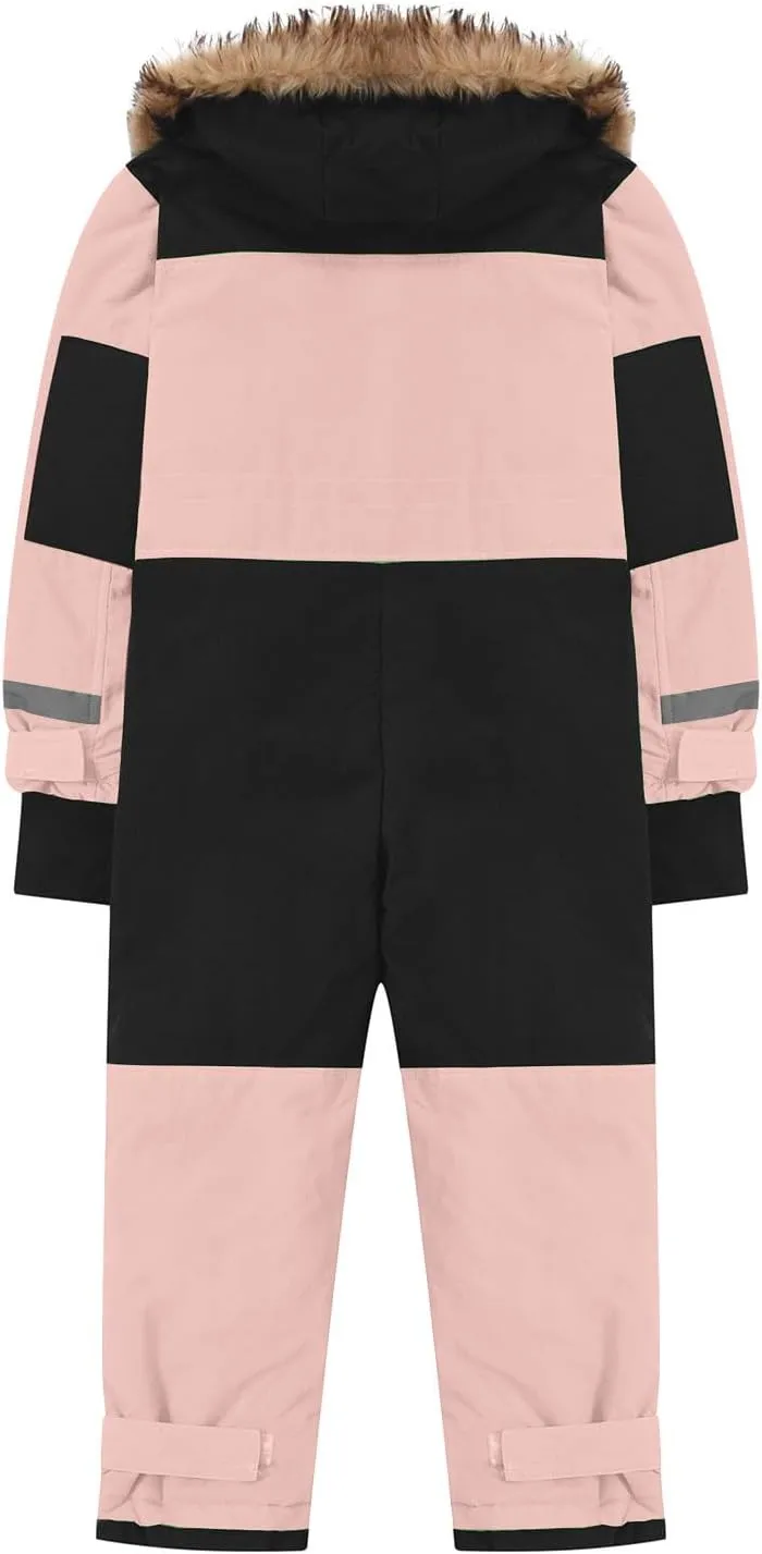 BOXIACEY Snow Suit for Kids One Piece Snowsuits Overalls Ski Suits Waterproof Winter Jumpsuit Warm Jackets with Hood