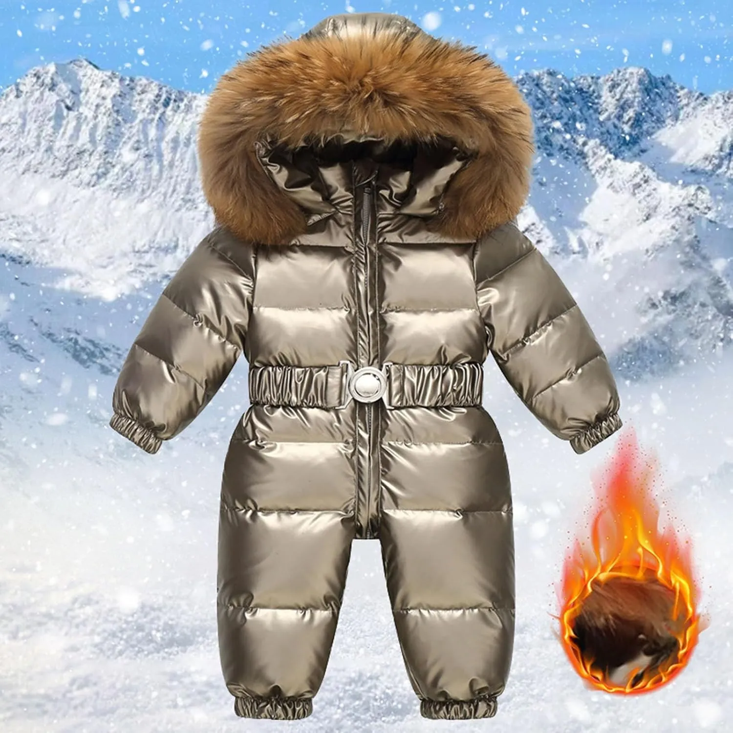 Boys Girls 1 Piece Snowsuits Overalls Ski Suits Winter Waterproo𝐟 Coats Jumpsuits for Baby Toddler Winter Outfit