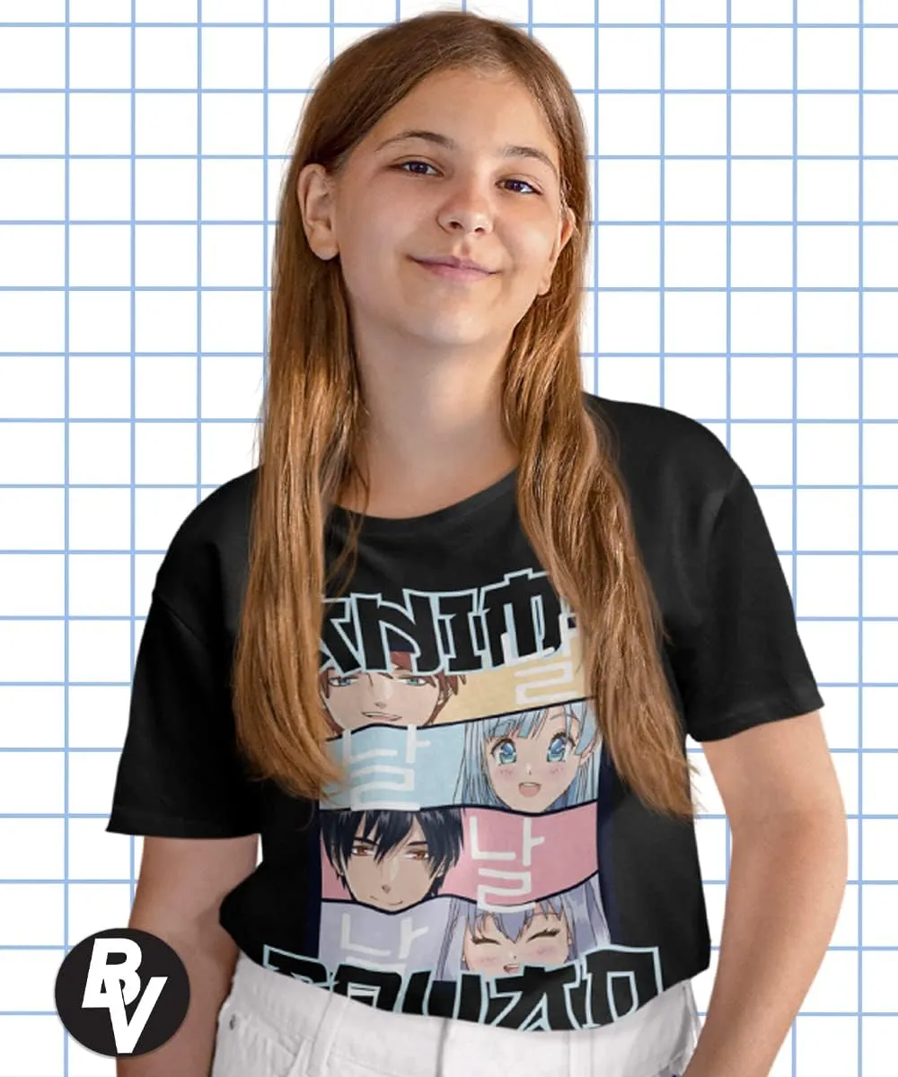 BROOKLYN VERTICAL 4-Pack Anime Japanese Art Short Sleeve Printed T-Shirts for Boys and Girls Ages 6 to 20| Size S-XL