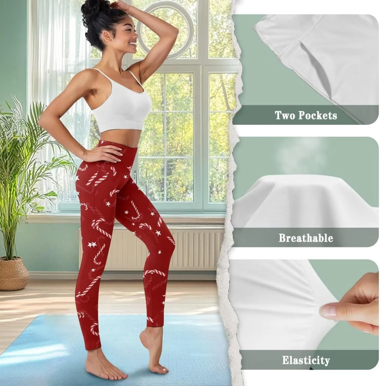 Buybai Women High Waisted Yoga Pants with Pockets Compression Pants Fitness Gym Running Leggings