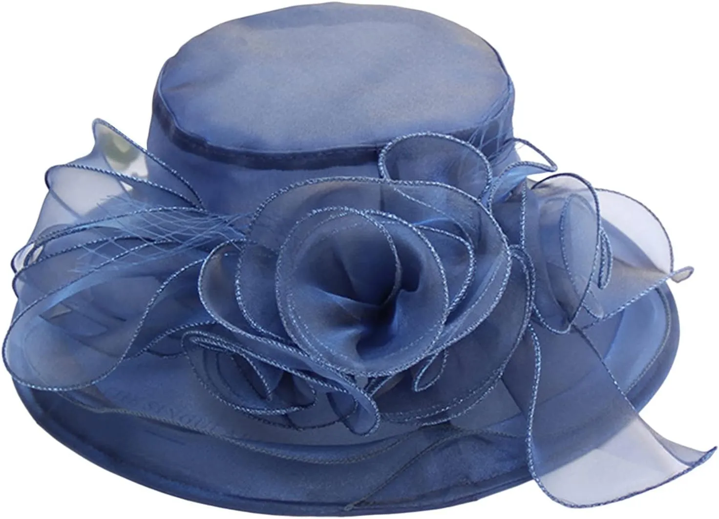 Church Hats for Women Organza Wide Brim Sun Hats with Flower Tea Party Church Bridal Beach Fascinators Bucket Hats