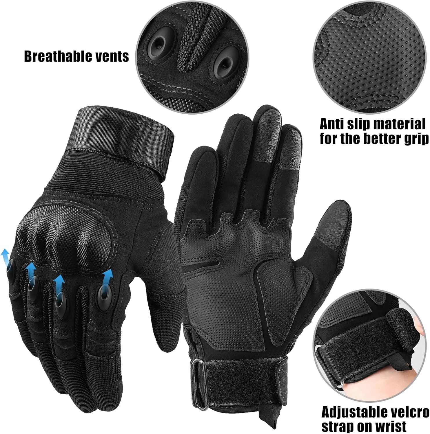 Cierto Motorcycle Gloves for Men and Women: Touch Screen Tactical Gloves with Full Finger Breathable Hard Knuckle & Adjustable Wrist for BMX ATV MTB Riding, Motocross, Road Racing, Cycling, Climbing