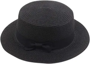 Classic Pork Pie Hat for Men/Women Cute Vintage Style Outdoor Boater Porkpie Flat Top Fedora Wide Brim Church Cap