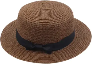 Classic Pork Pie Hat for Men/Women Cute Vintage Style Outdoor Boater Porkpie Flat Top Fedora Wide Brim Church Cap