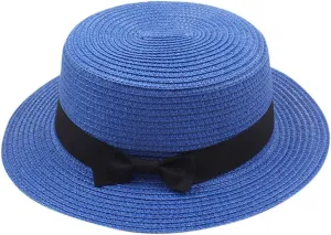 Classic Pork Pie Hat for Men/Women Cute Vintage Style Outdoor Boater Porkpie Flat Top Fedora Wide Brim Church Cap