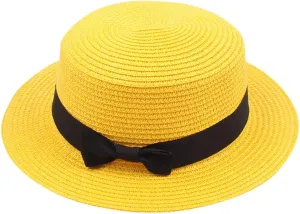 Classic Pork Pie Hat for Men/Women Cute Vintage Style Outdoor Boater Porkpie Flat Top Fedora Wide Brim Church Cap