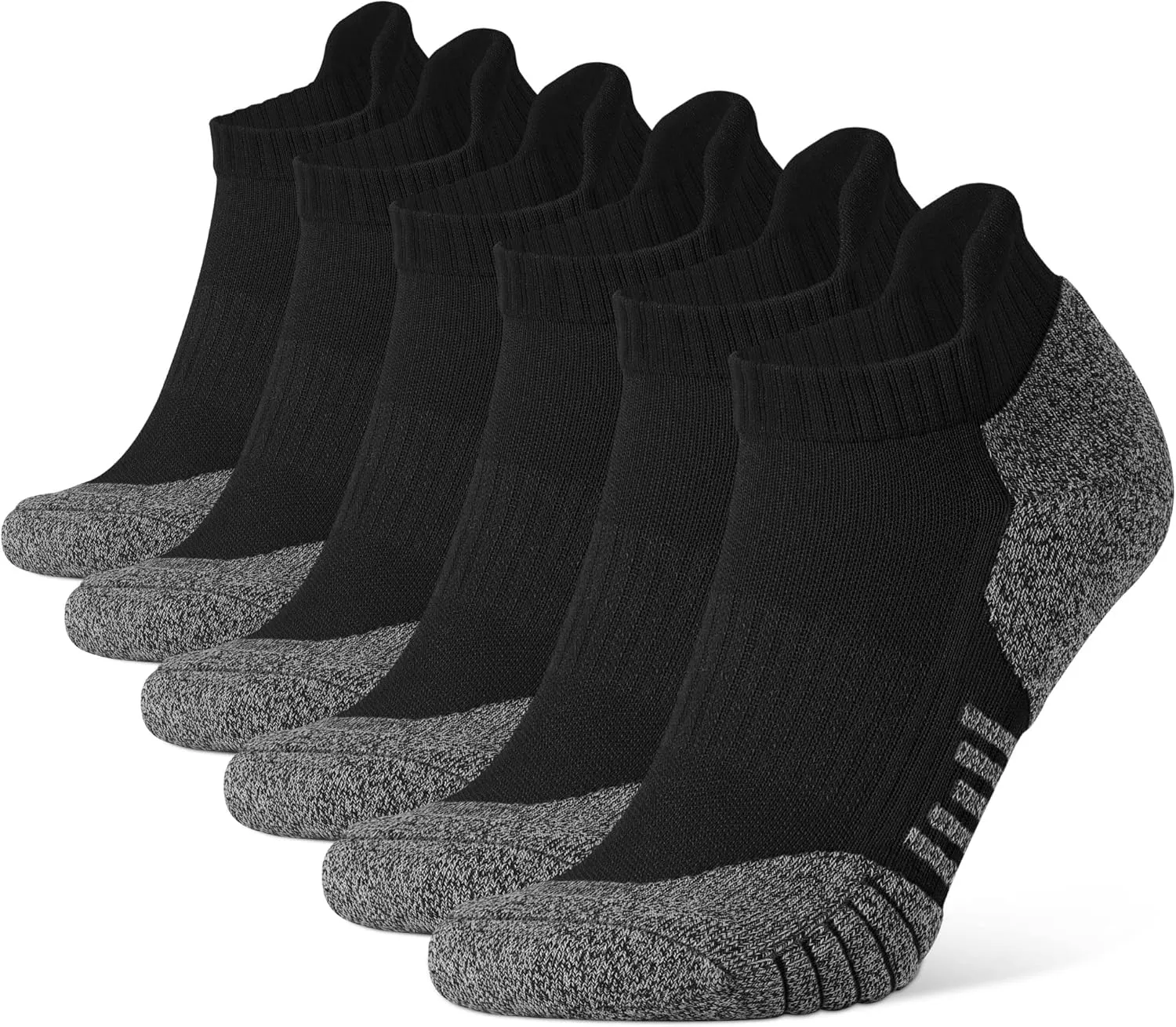 CLOSEMATE Mens Ankle Athletic Running Socks Cushioned Anti-Blister Low Cut for Sports 6 Pairs
