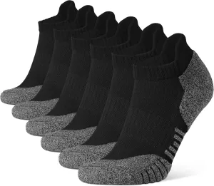 CLOSEMATE Mens Ankle Athletic Running Socks Cushioned Anti-Blister Low Cut for Sports 6 Pairs