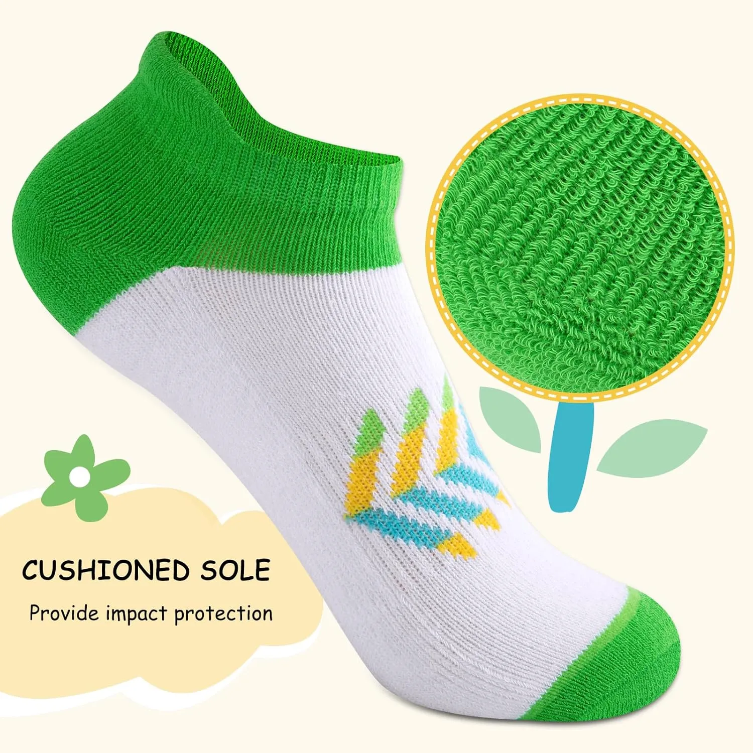 Comfoex 12 Pairs Girls Socks For Kids 6-8 4-6 8-10 Years Old Ankle Athletic Socks Short Cotton Socks With Cushioned Sole