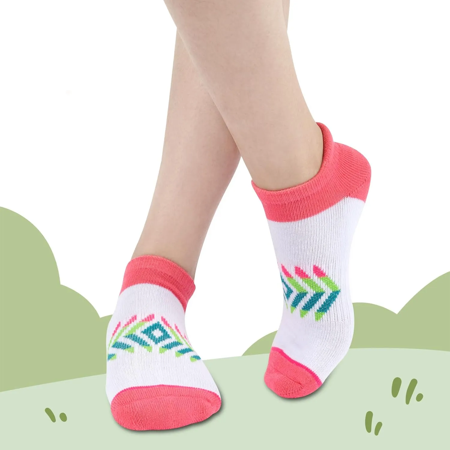 Comfoex 12 Pairs Girls Socks For Kids 6-8 4-6 8-10 Years Old Ankle Athletic Socks Short Cotton Socks With Cushioned Sole