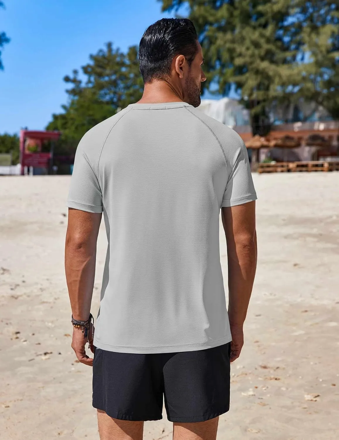 COOFANDY Mens Swim Shirt Short Sleeve UPF 50  Sun Protection Shirt Rah Guard Athletic Quick Dry T Shirts