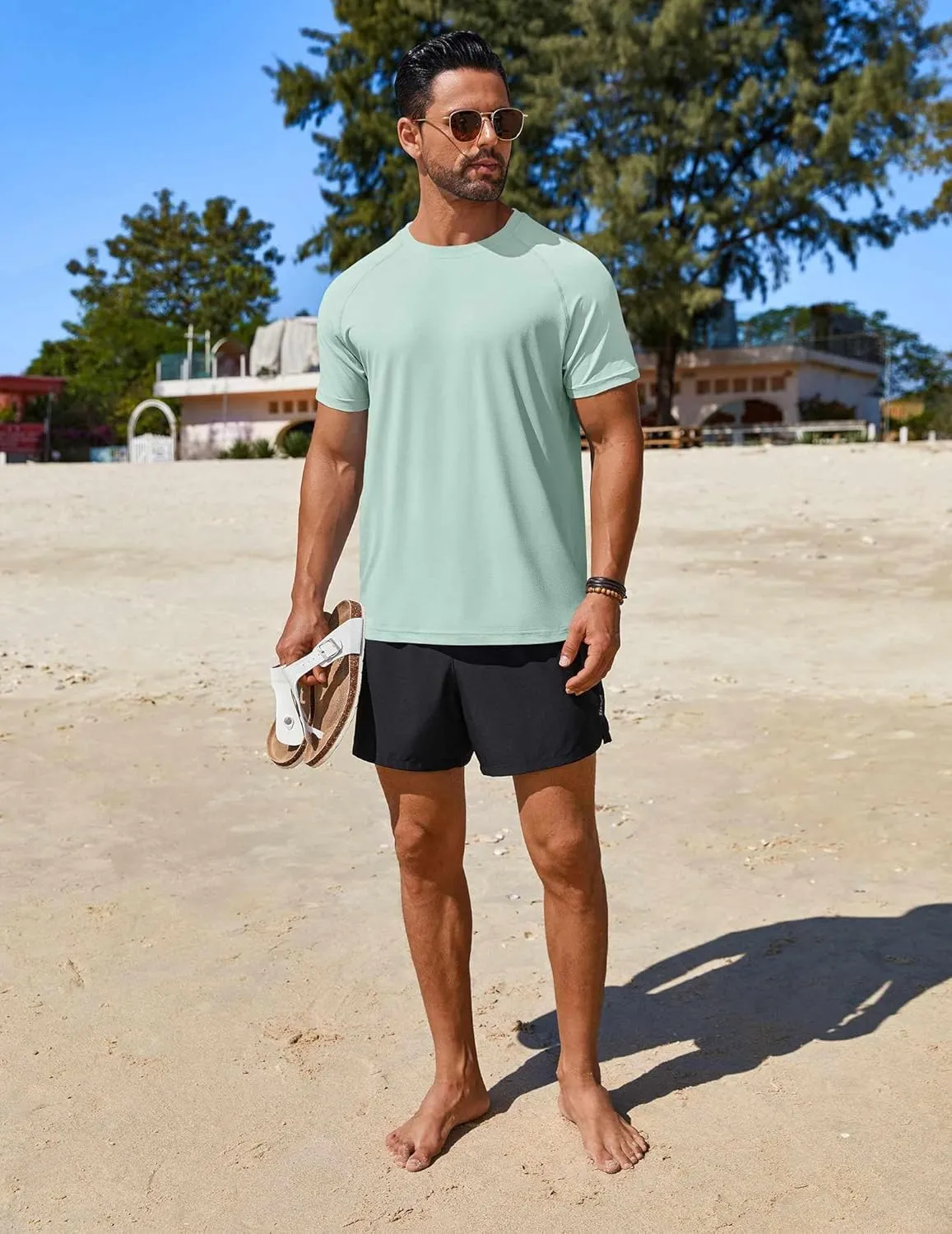 COOFANDY Mens Swim Shirt Short Sleeve UPF 50  Sun Protection Shirt Rah Guard Athletic Quick Dry T Shirts