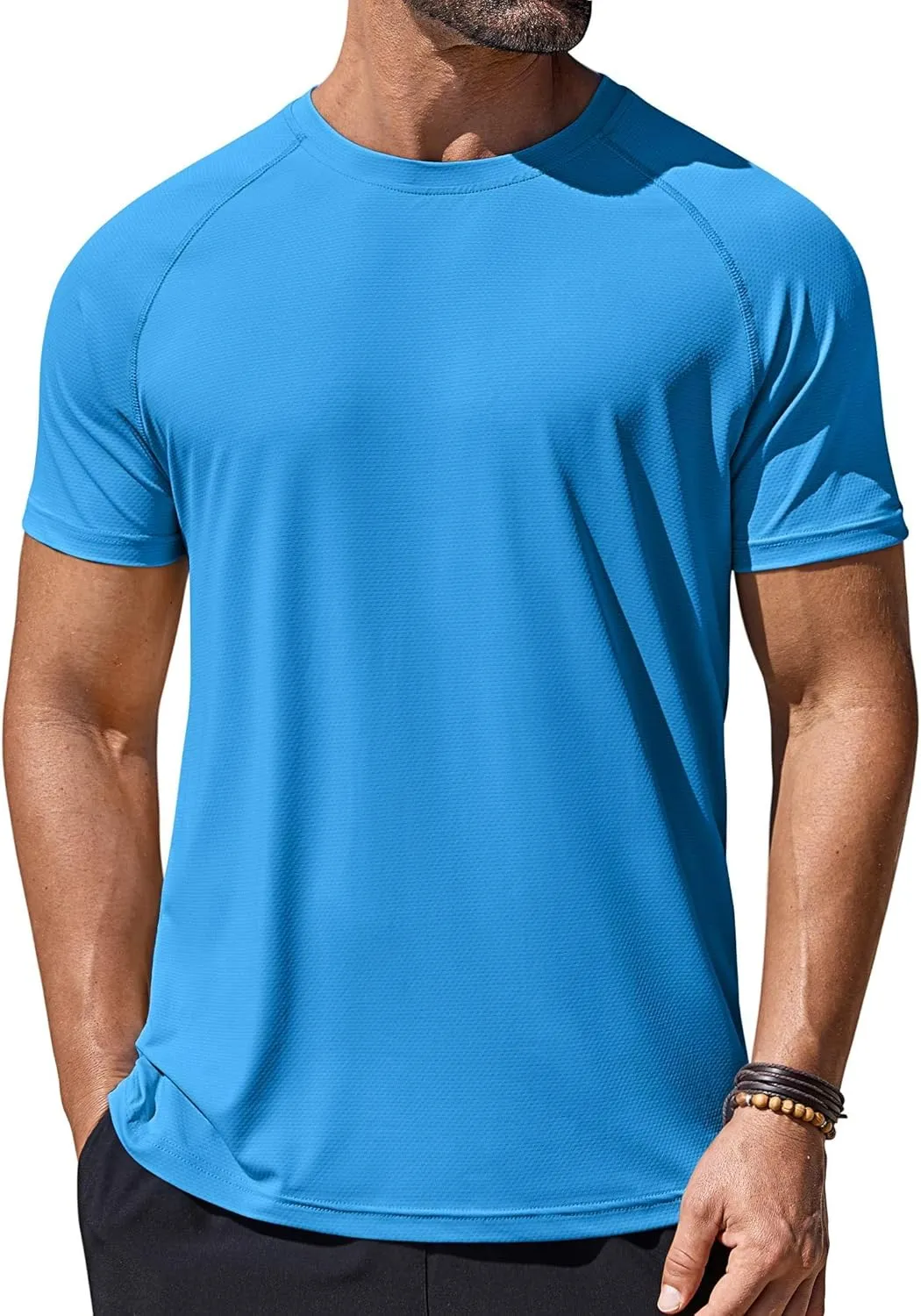 COOFANDY Mens Swim Shirt Short Sleeve UPF 50  Sun Protection Shirt Rah Guard Athletic Quick Dry T Shirts