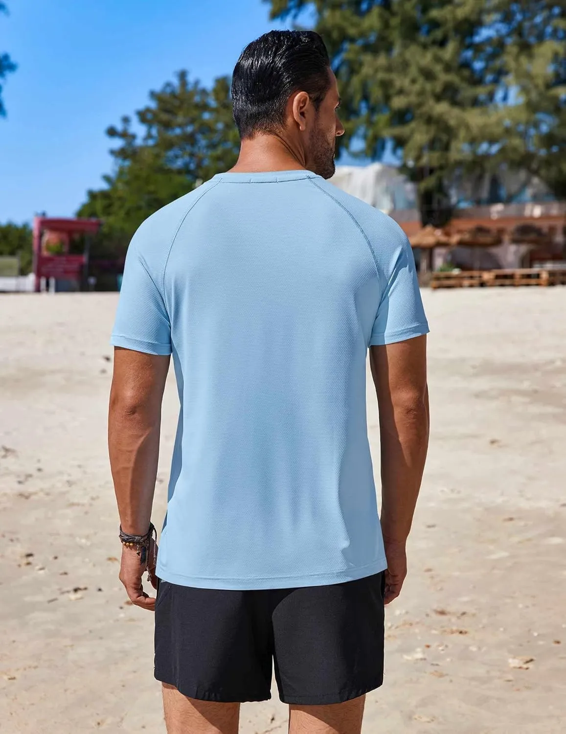 COOFANDY Mens Swim Shirt Short Sleeve UPF 50  Sun Protection Shirt Rah Guard Athletic Quick Dry T Shirts