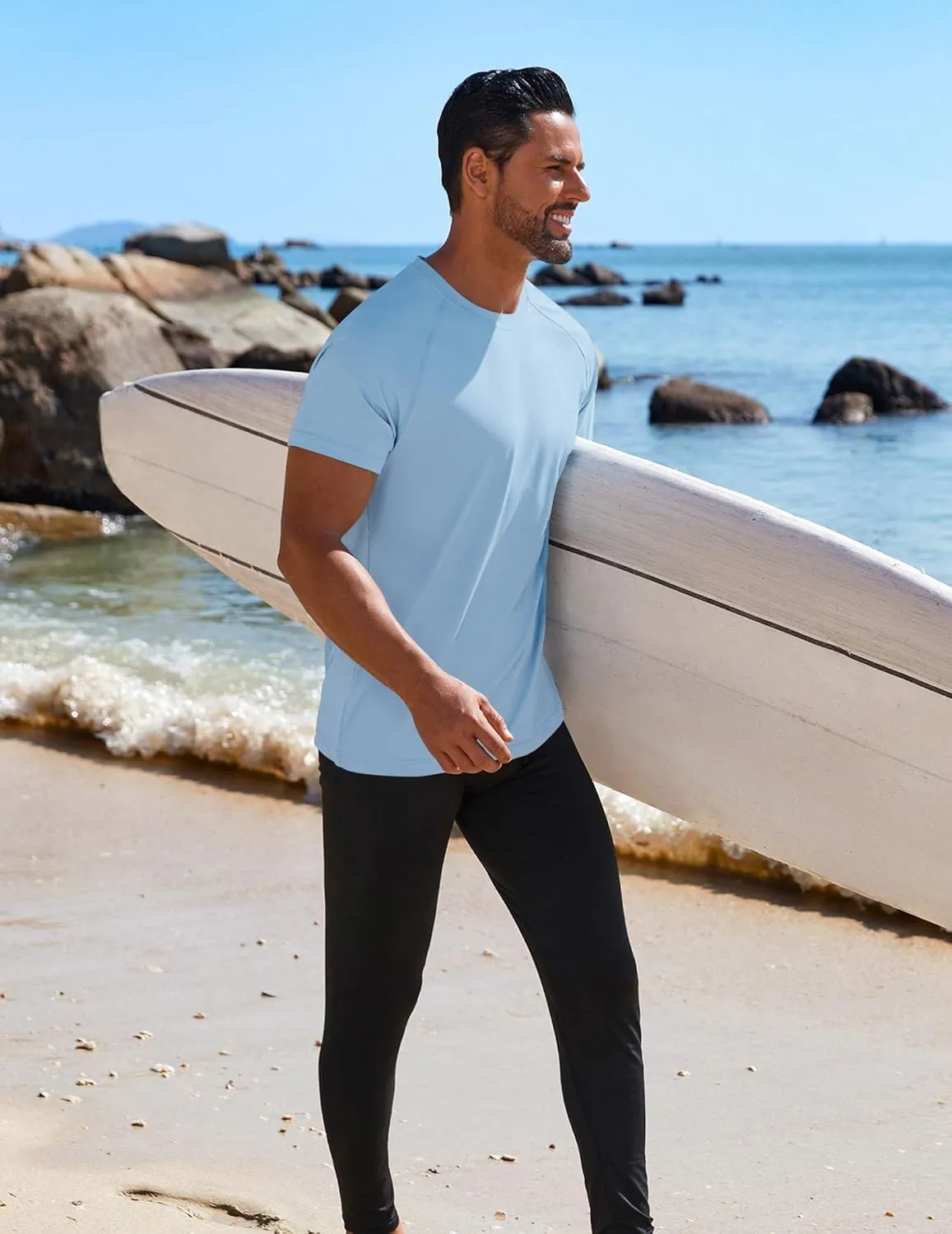 COOFANDY Mens Swim Shirt Short Sleeve UPF 50  Sun Protection Shirt Rah Guard Athletic Quick Dry T Shirts