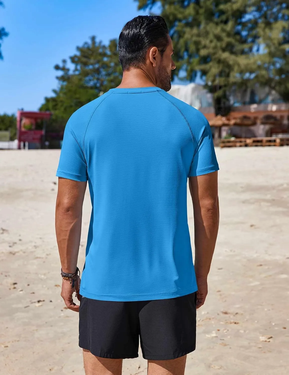 COOFANDY Mens Swim Shirt Short Sleeve UPF 50  Sun Protection Shirt Rah Guard Athletic Quick Dry T Shirts