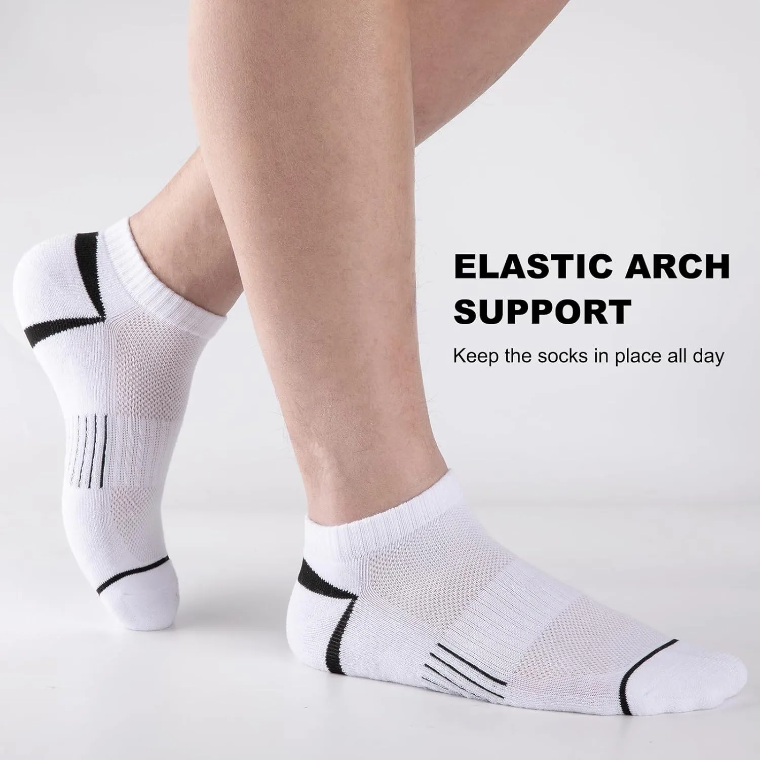 COOPLUS 12 Pack Men's Athletic Ankle Socks Cushioned Running Breathable Low Cut Casual Socks