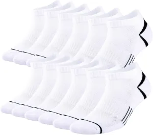 COOPLUS 12 Pack Men's Athletic Ankle Socks Cushioned Running Breathable Low Cut Casual Socks