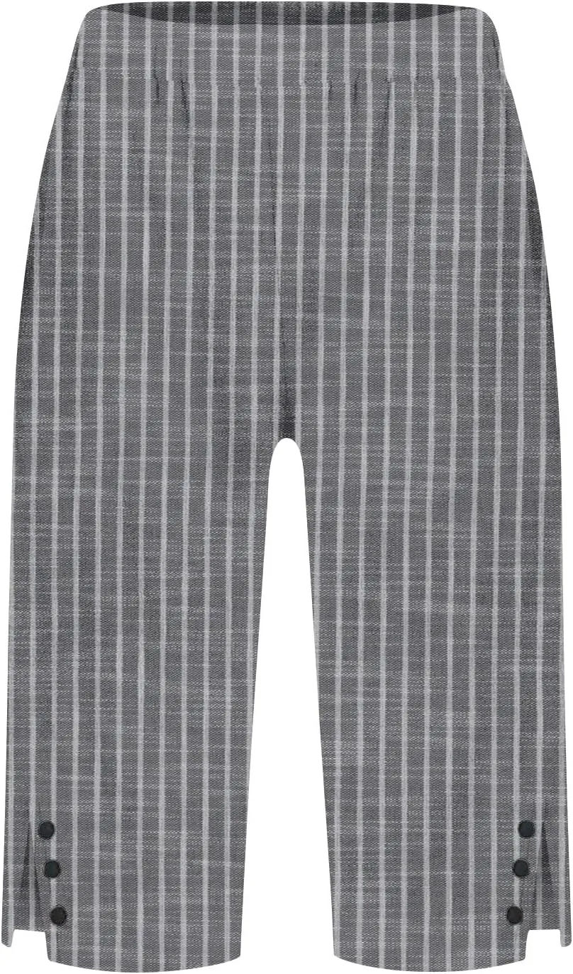 Cotton Linen Capri Pants for Women 2025 Knee Length Summer Capris Straight Leg Loose Beach Bermuda Shorts with Pocket