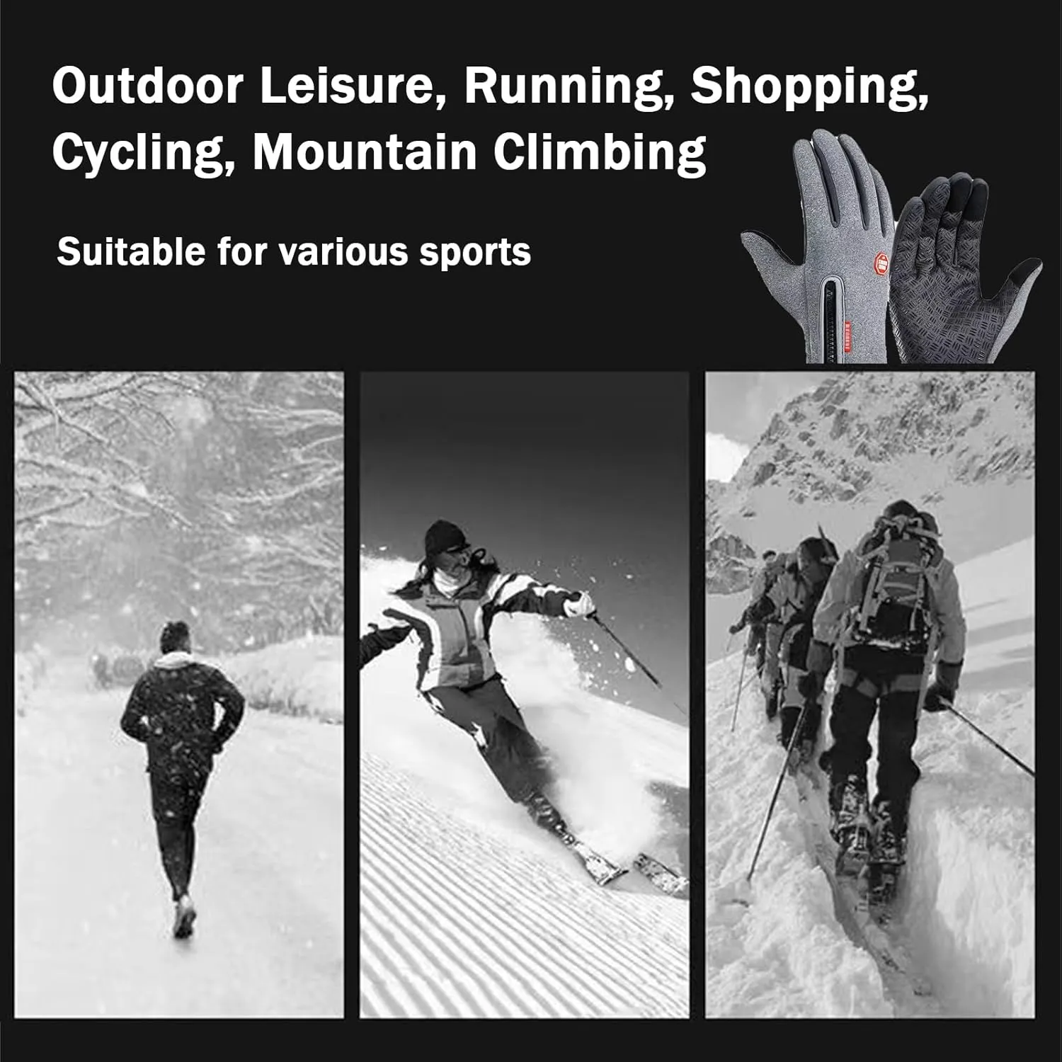 Dazzlesport Heated Gloves, Cozy Season Outdoor Sports Gloves Short Plus Velvet Windproof