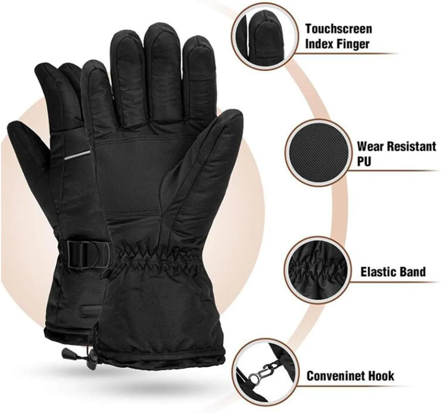 dubb Heated Gloves Male Female USB Rechargeable 3 Levels Adjustable Keep Warm Waterproof Breathable Used for Winter Outdoor Riding Skiing