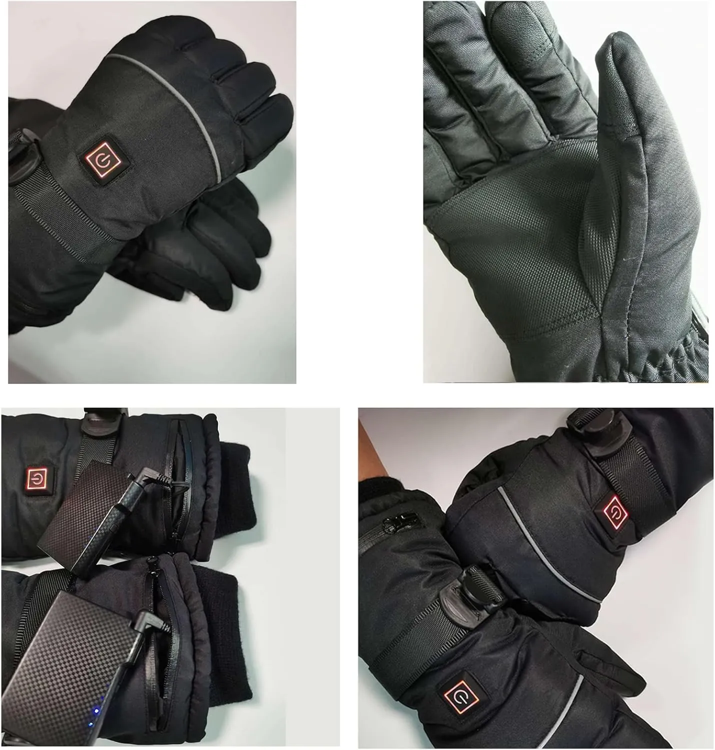 dubb Heated Gloves Male Female USB Rechargeable 3 Levels Adjustable Keep Warm Waterproof Breathable Used for Winter Outdoor Riding Skiing