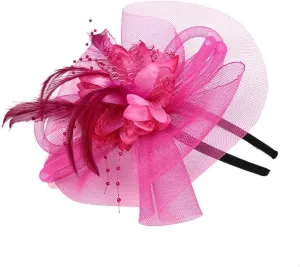 Fascinators for Women Tea Party Headband Hats Cocktail Flower Mesh Feathers Headwear Hair Clip for Wedding