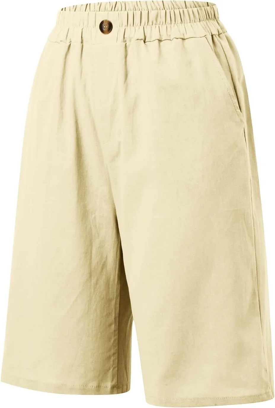 FZVYD Womens Wide Leg Cotton Linen Bermuda Shorts High Waist 2024 Summer Trendy Long Shorts Knee Length Shorts with Pockets