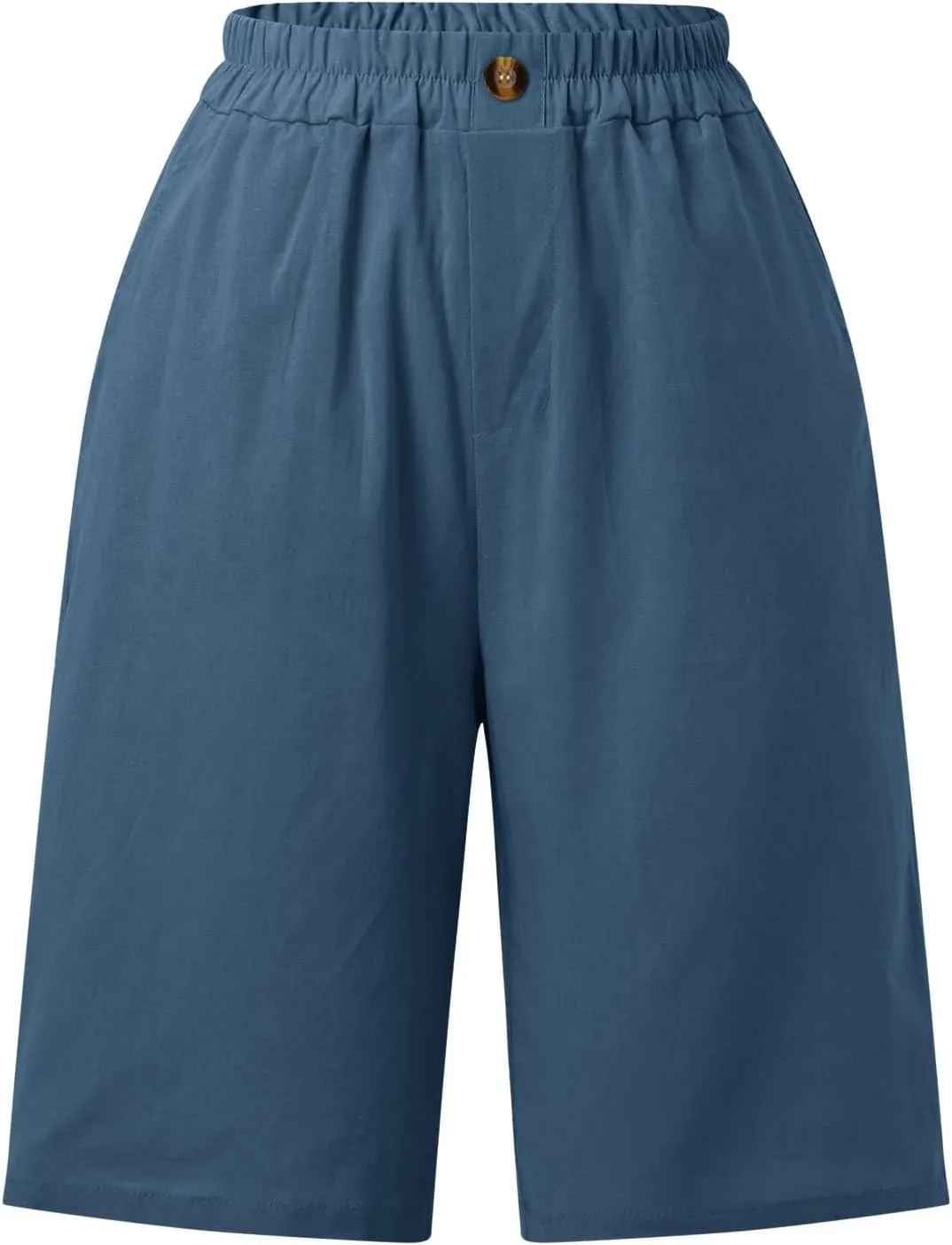 FZVYD Womens Wide Leg Cotton Linen Bermuda Shorts High Waist 2024 Summer Trendy Long Shorts Knee Length Shorts with Pockets
