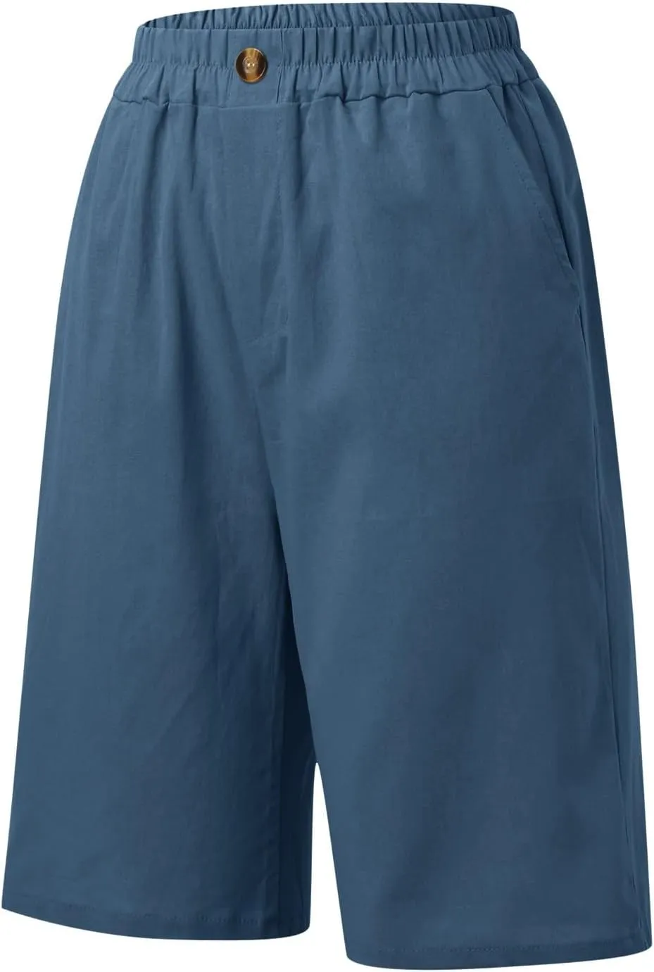 FZVYD Womens Wide Leg Cotton Linen Bermuda Shorts High Waist 2024 Summer Trendy Long Shorts Knee Length Shorts with Pockets
