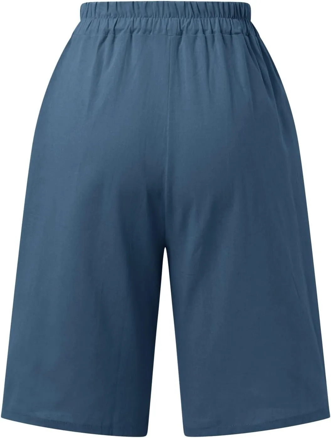 FZVYD Womens Wide Leg Cotton Linen Bermuda Shorts High Waist 2024 Summer Trendy Long Shorts Knee Length Shorts with Pockets