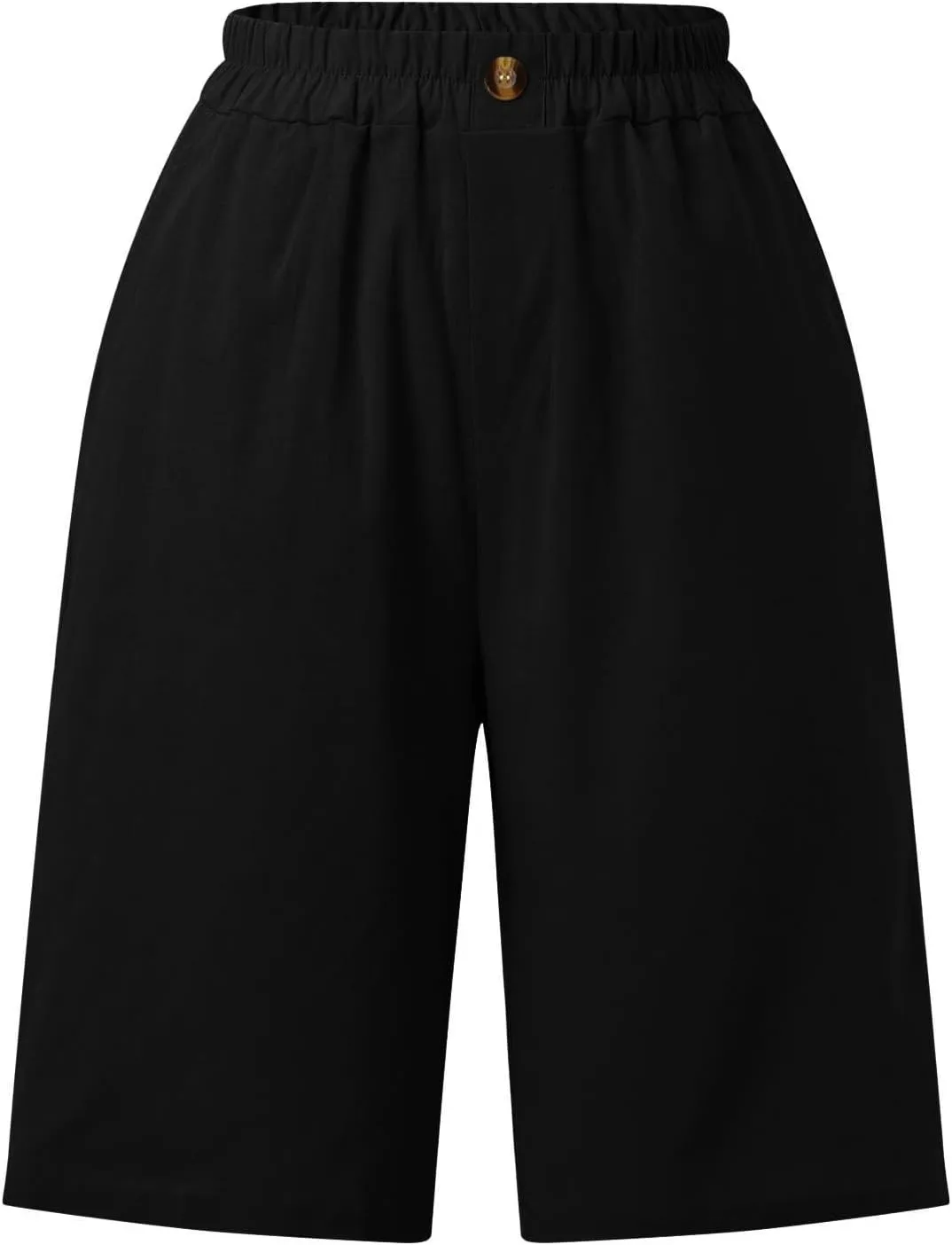 FZVYD Womens Wide Leg Cotton Linen Bermuda Shorts High Waist 2024 Summer Trendy Long Shorts Knee Length Shorts with Pockets