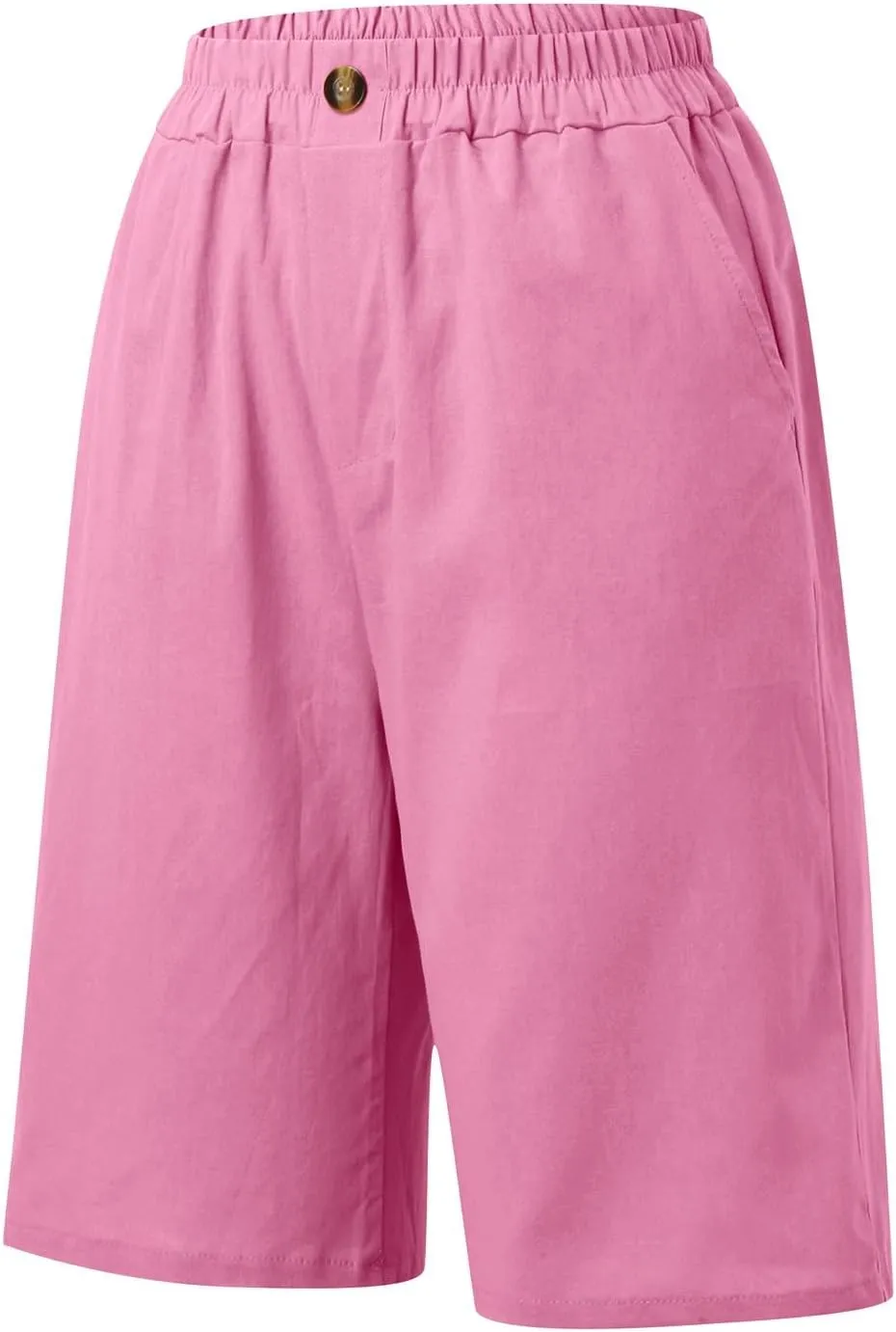 FZVYD Womens Wide Leg Cotton Linen Bermuda Shorts High Waist 2024 Summer Trendy Long Shorts Knee Length Shorts with Pockets