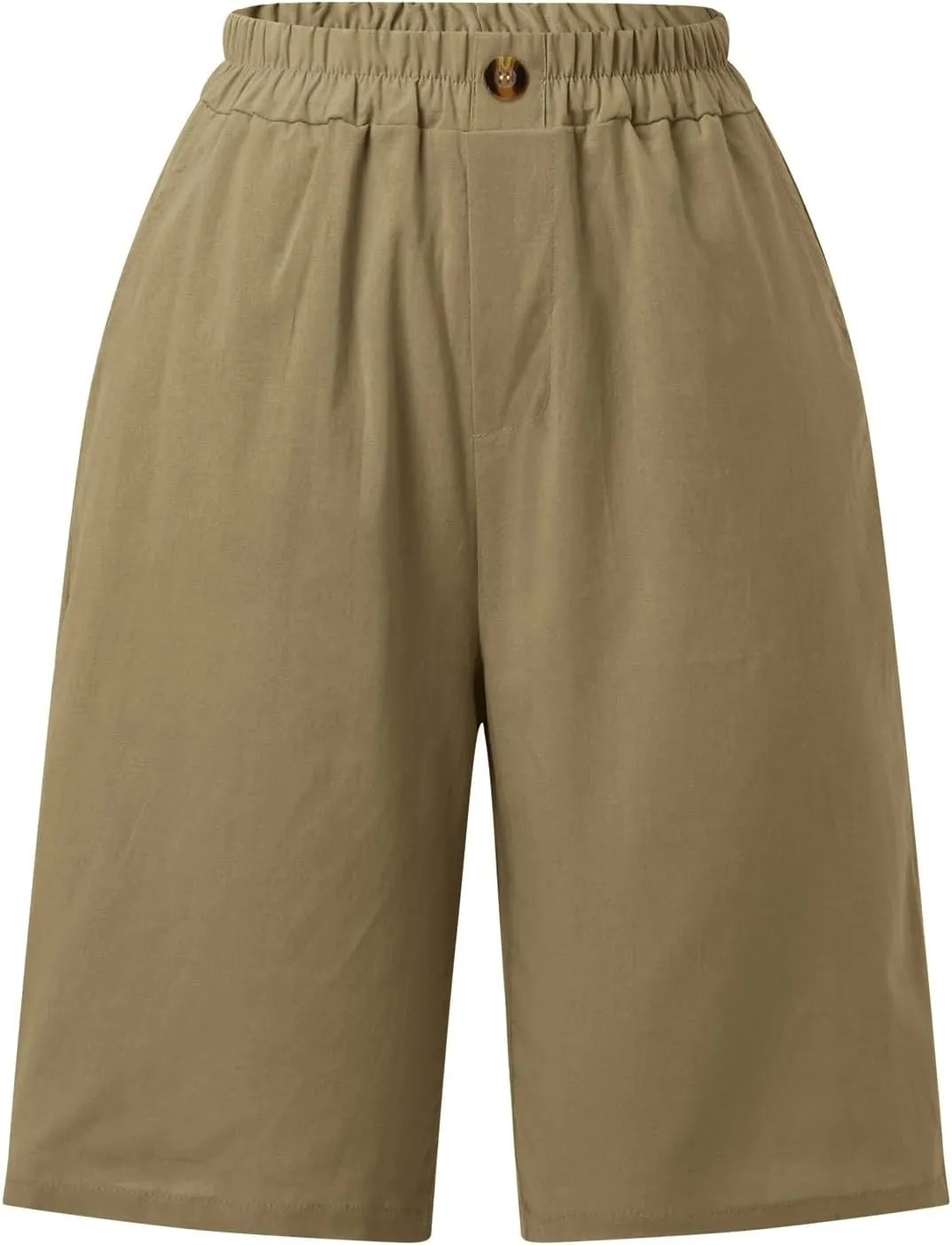 FZVYD Womens Wide Leg Cotton Linen Bermuda Shorts High Waist 2024 Summer Trendy Long Shorts Knee Length Shorts with Pockets
