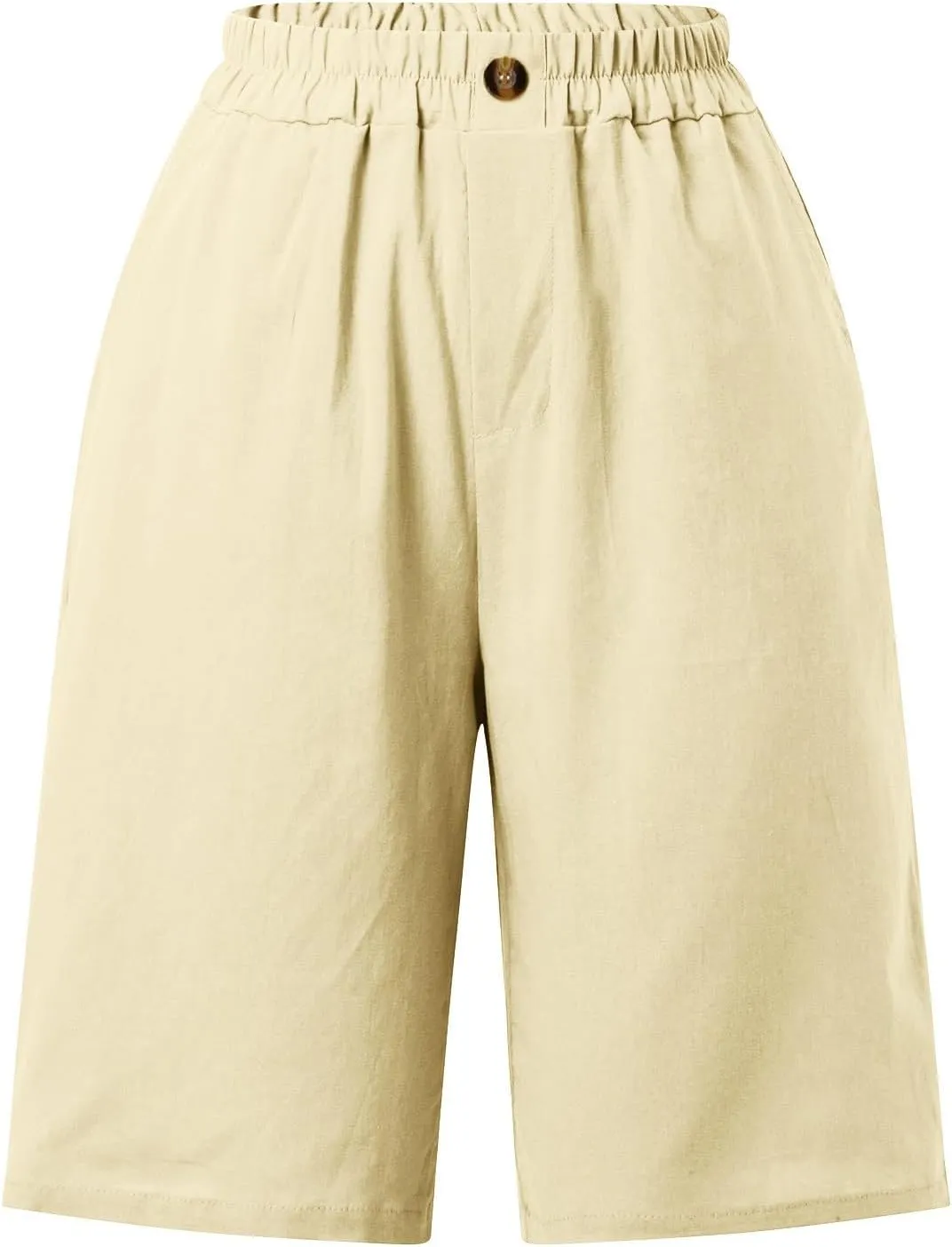 FZVYD Womens Wide Leg Cotton Linen Bermuda Shorts High Waist 2024 Summer Trendy Long Shorts Knee Length Shorts with Pockets