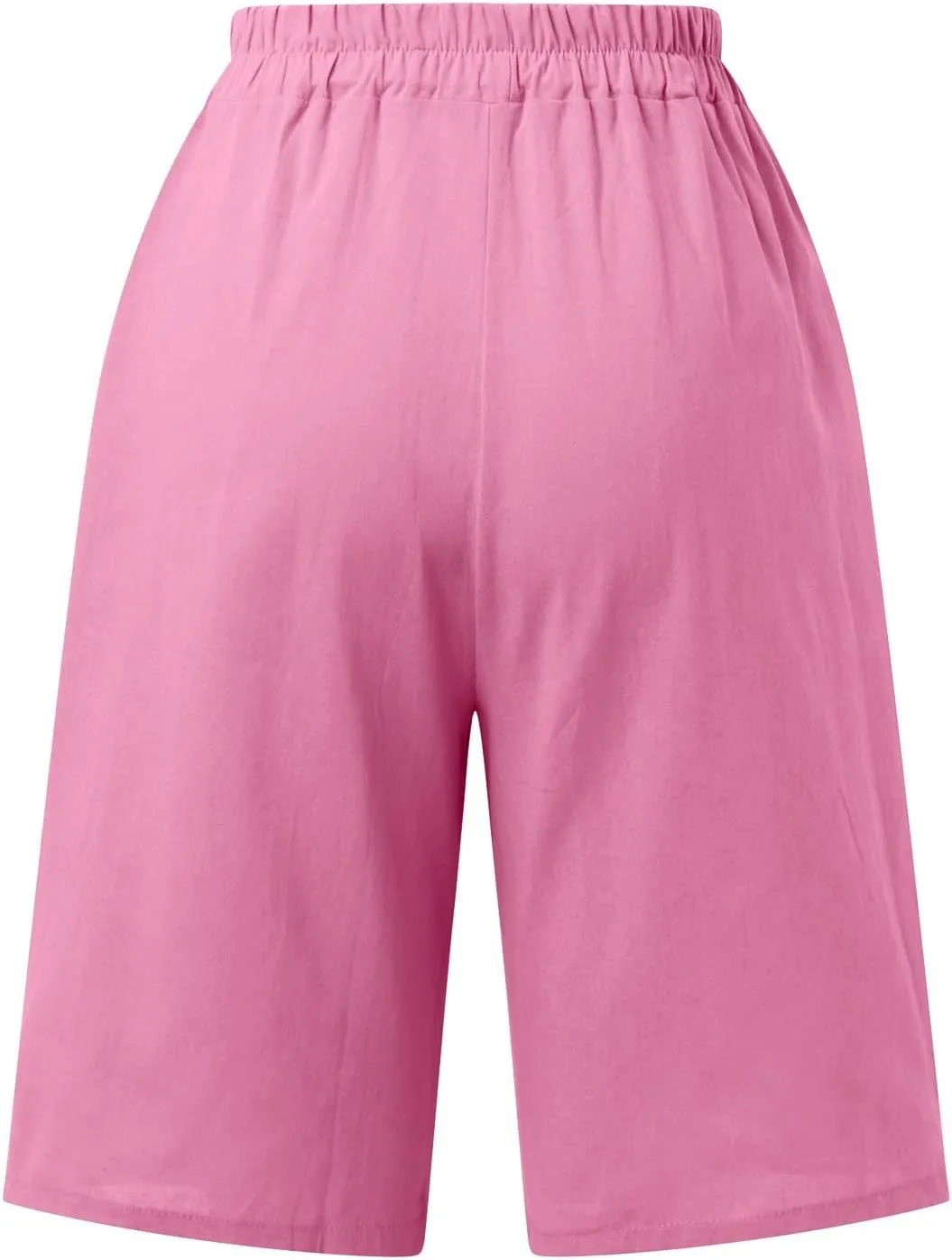 FZVYD Womens Wide Leg Cotton Linen Bermuda Shorts High Waist 2024 Summer Trendy Long Shorts Knee Length Shorts with Pockets