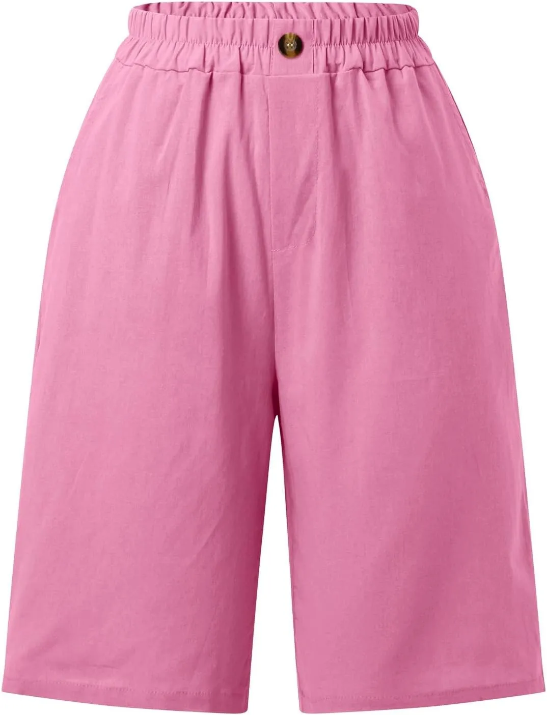 FZVYD Womens Wide Leg Cotton Linen Bermuda Shorts High Waist 2024 Summer Trendy Long Shorts Knee Length Shorts with Pockets