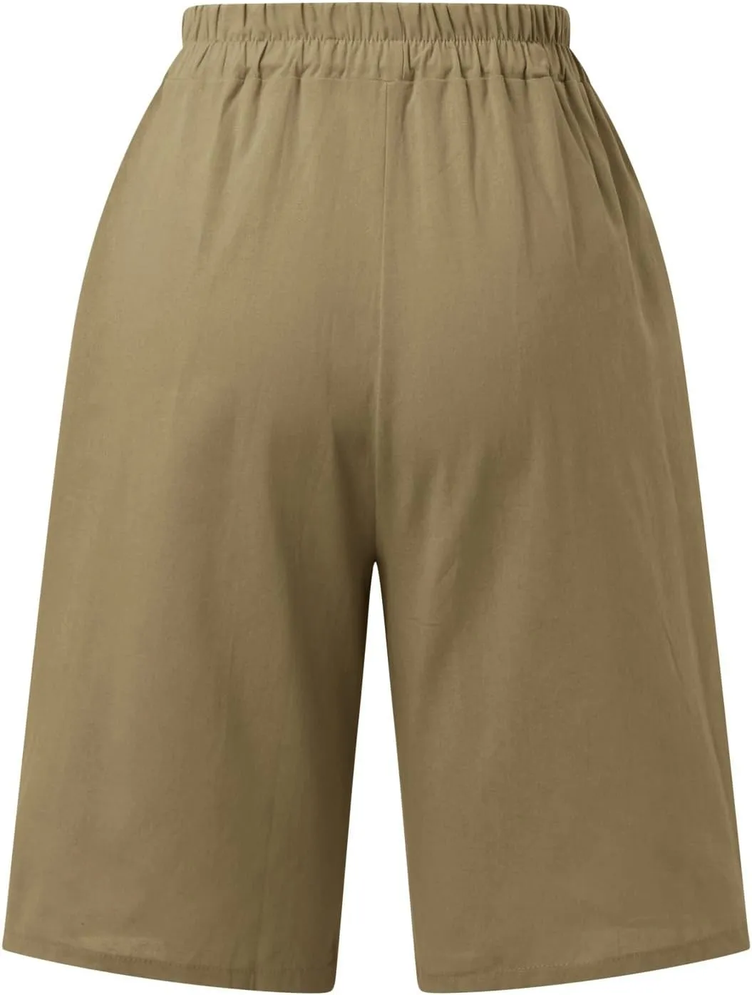 FZVYD Womens Wide Leg Cotton Linen Bermuda Shorts High Waist 2024 Summer Trendy Long Shorts Knee Length Shorts with Pockets