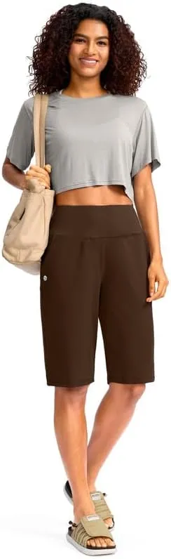 G Gradual Women's 12" Bermuda Long Shorts with Pockets High Waisted Stretch Knee Length Shorts for Women Summer Walking