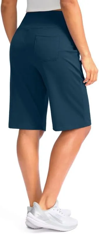 G Gradual Women's 12" Bermuda Long Shorts with Pockets High Waisted Stretch Knee Length Shorts for Women Summer Walking