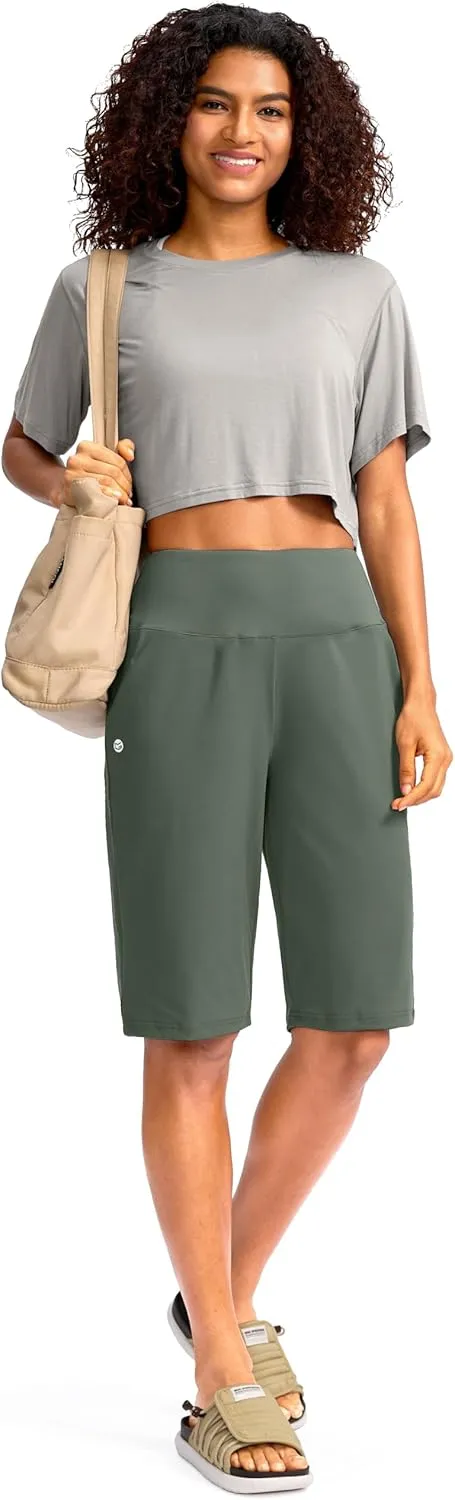 G Gradual Women's 12" Bermuda Long Shorts with Pockets High Waisted Stretch Knee Length Shorts for Women Summer Walking