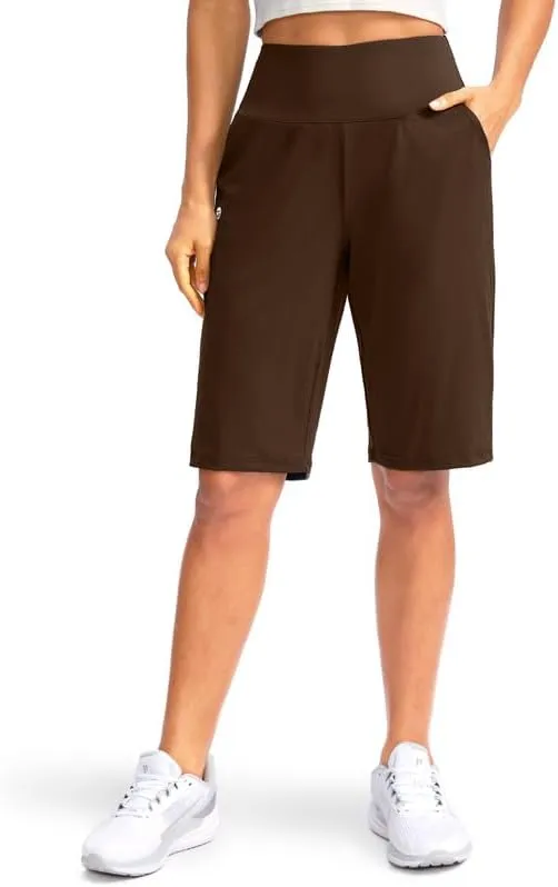G Gradual Women's 12" Bermuda Long Shorts with Pockets High Waisted Stretch Knee Length Shorts for Women Summer Walking