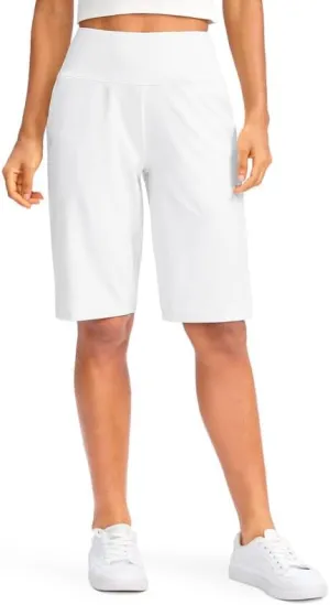 G Gradual Women's 12" Bermuda Long Shorts with Pockets High Waisted Stretch Knee Length Shorts for Women Summer Walking
