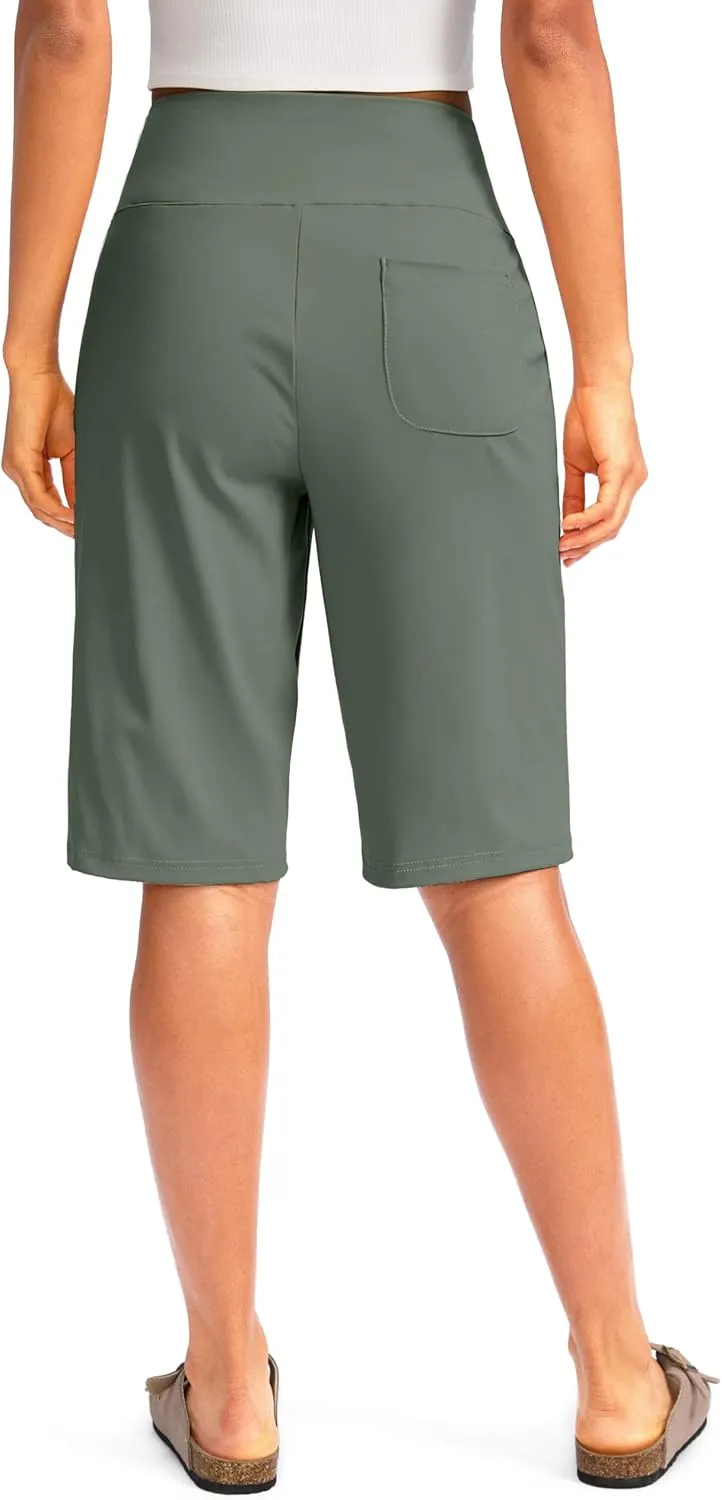 G Gradual Women's 12" Bermuda Long Shorts with Pockets High Waisted Stretch Knee Length Shorts for Women Summer Walking