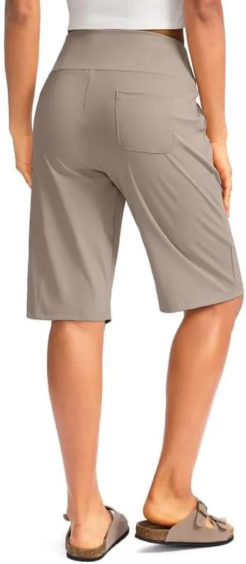 G Gradual Women's 12" Bermuda Long Shorts with Pockets High Waisted Stretch Knee Length Shorts for Women Summer Walking